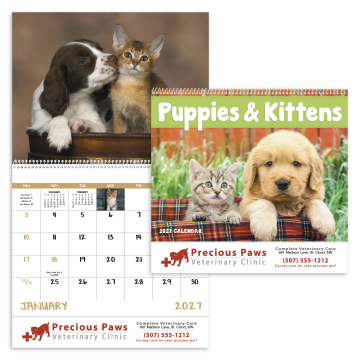 Puppies & Kittens Wall Calendar - Spiral